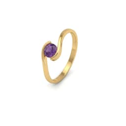 Anillo Oro Miel 18kt Ondas con Amatista Rosa 23