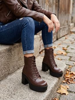 Botines para Dama Taco medio con Plataforma M675 Cafe 37