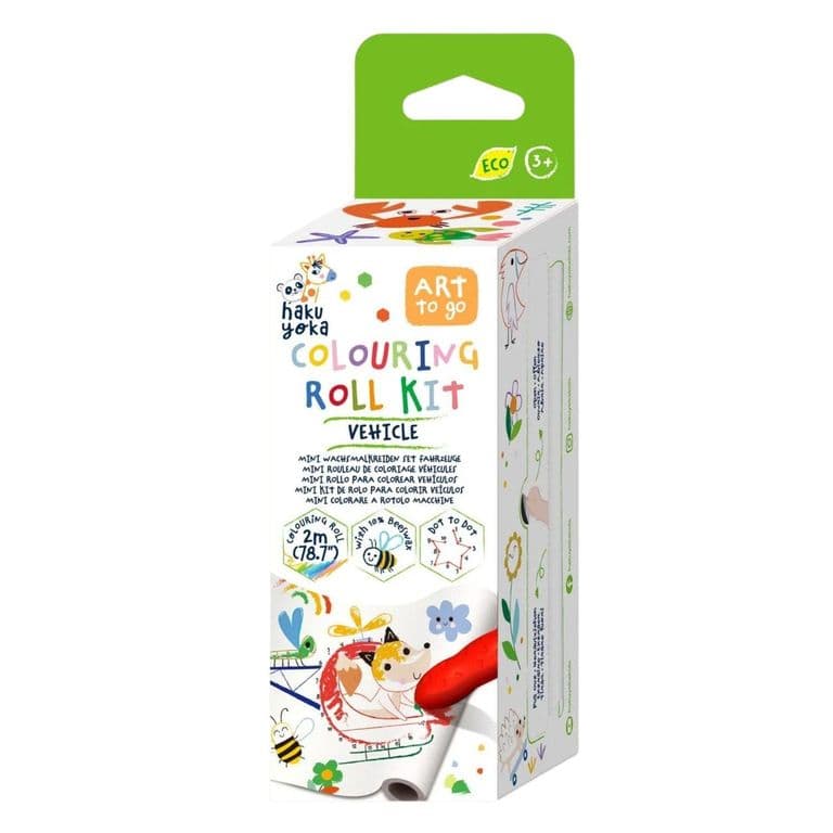 Mini Kit Rollo de Papel y Crayones para Colorear  Vehiculos