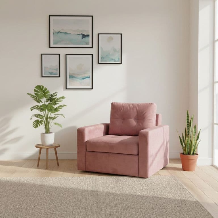 SOFA CAMA MILAN UN CUERPO FELPA PALO ROSA Rosa palo