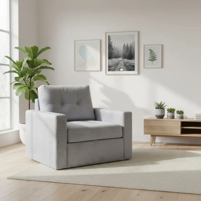 SOFA CAMA MILAN UN CUERPO FELPA GRIS CLARO Gris claro