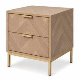 Velador Cilius Estilo Moderno Marron Claro con Estructura Metalica y 2 Cajones