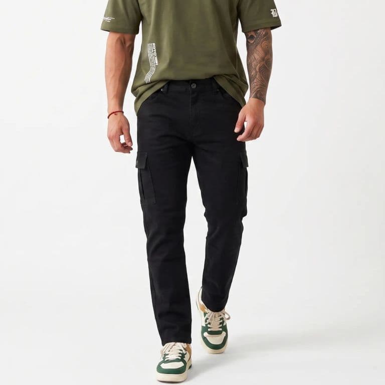 Pantalon Jeans Cargo Hombre Mosaico Negro 44