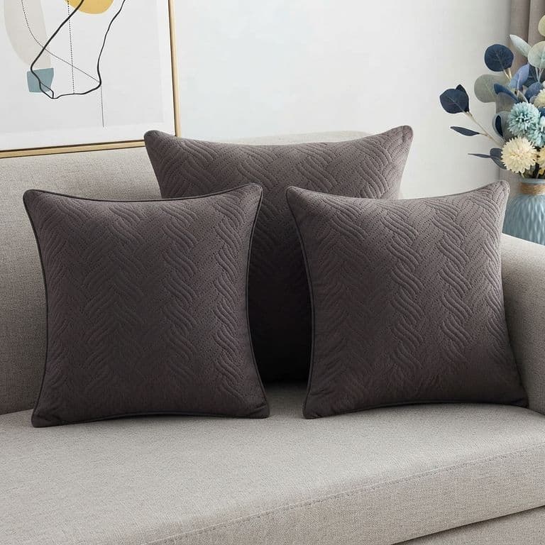 Funda Decorativa Plush Gris Texturizada Pack de 3 046 Calidad Premium