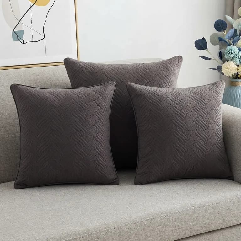Funda Decorativa Plush Gris Texturizada Pack de 3 046 Estilo Unico