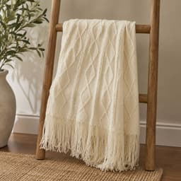 Manta Crema Liviana Decorativa Para Cama Y Sillon 012 Elegante Blanco