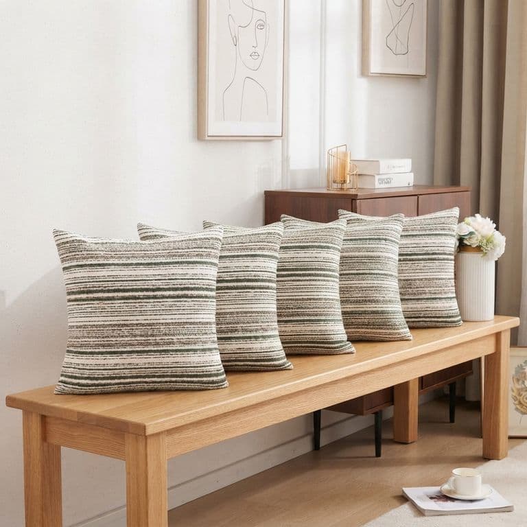Fundas Decorativa De Cojin Estilo Rustico Moderno Verde Pack 5 806 para Hogar