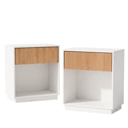 Set de 2 Veladores Blanco y Madera Acanalado Forli