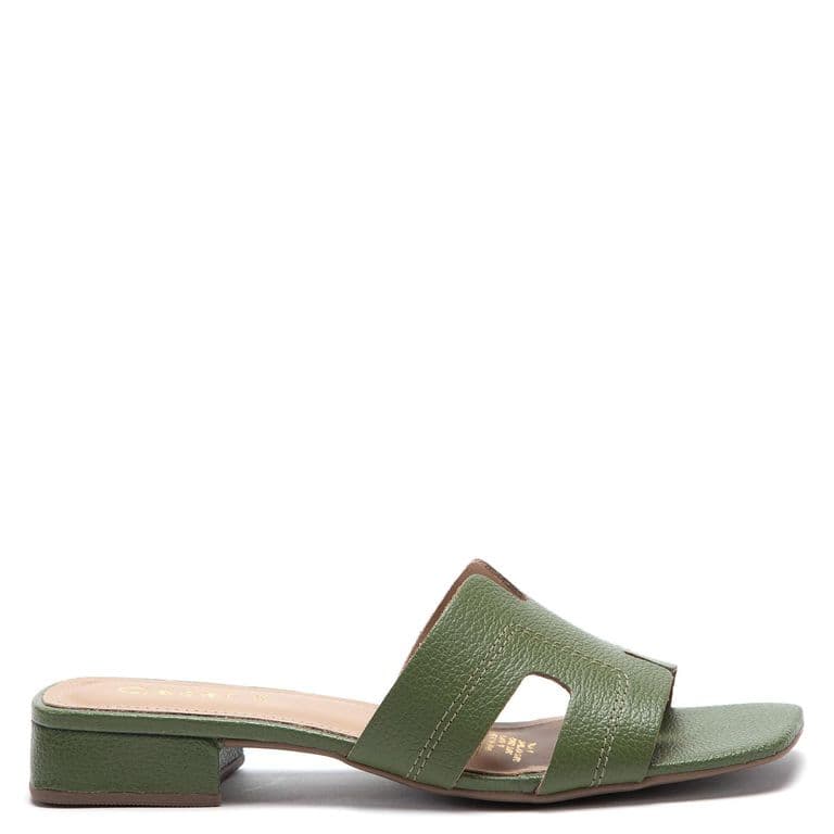 Sandalia de cuero mujer olivo Samy Verde 35