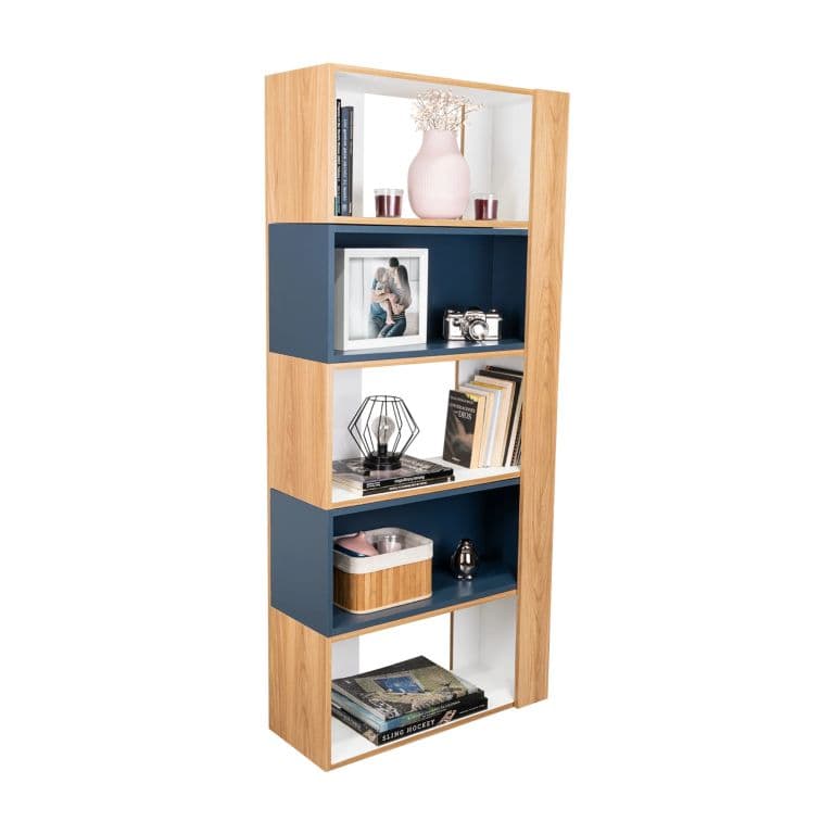 Biblioteca Cubo 161,5X70,2X28,6 Cm Azul Y Blanco