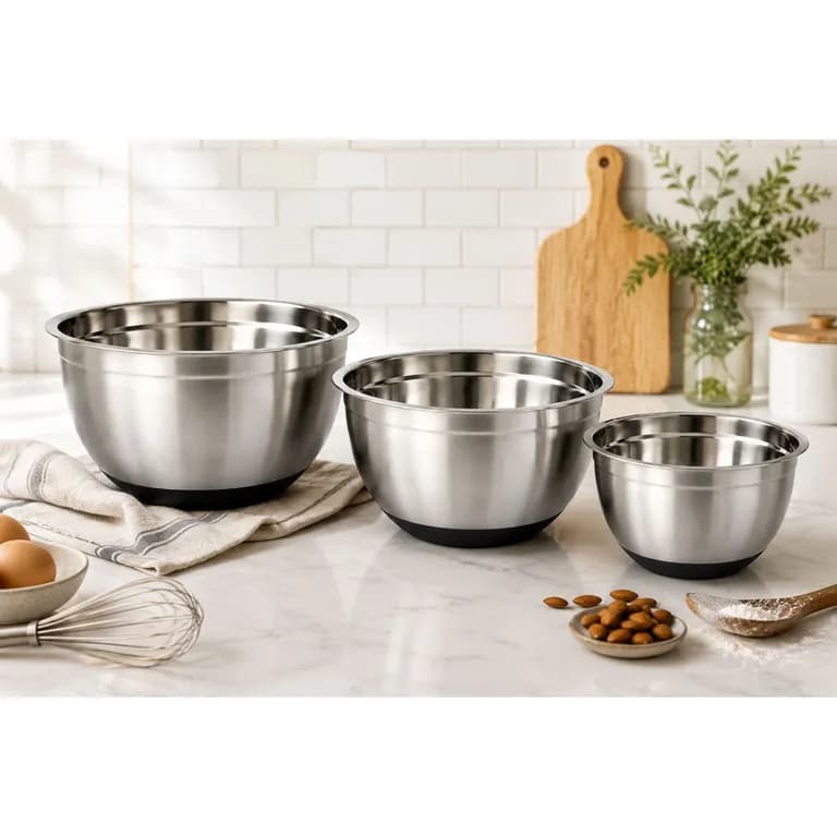 Pack 3 Bowls Acero Inoxidable Con Base Antideslizante