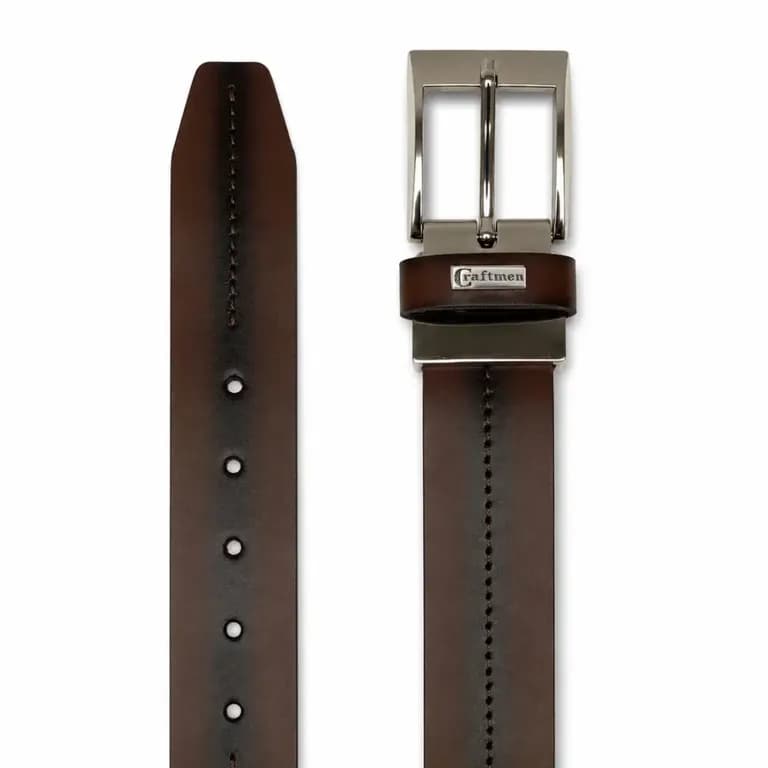 Cinturon Cuero Premium Lombardo Hebilla Ajustable Cafe L