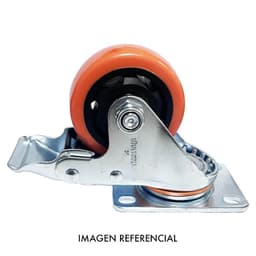 RUEDA INDUSTRIAL PVC/NARANJO CON FRENO 100KG 4'' UYU