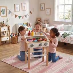 Juego Parrilla para Asados Infantil de Madera con accesorios Barbacoa