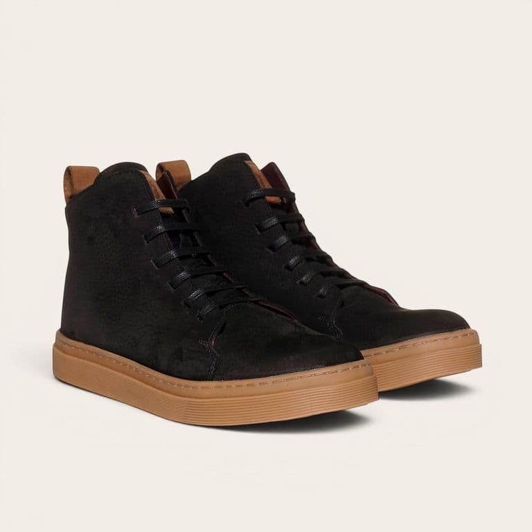 Zapatilla Altas de Cuero Manquehue - Negra/Cristal Negro 39