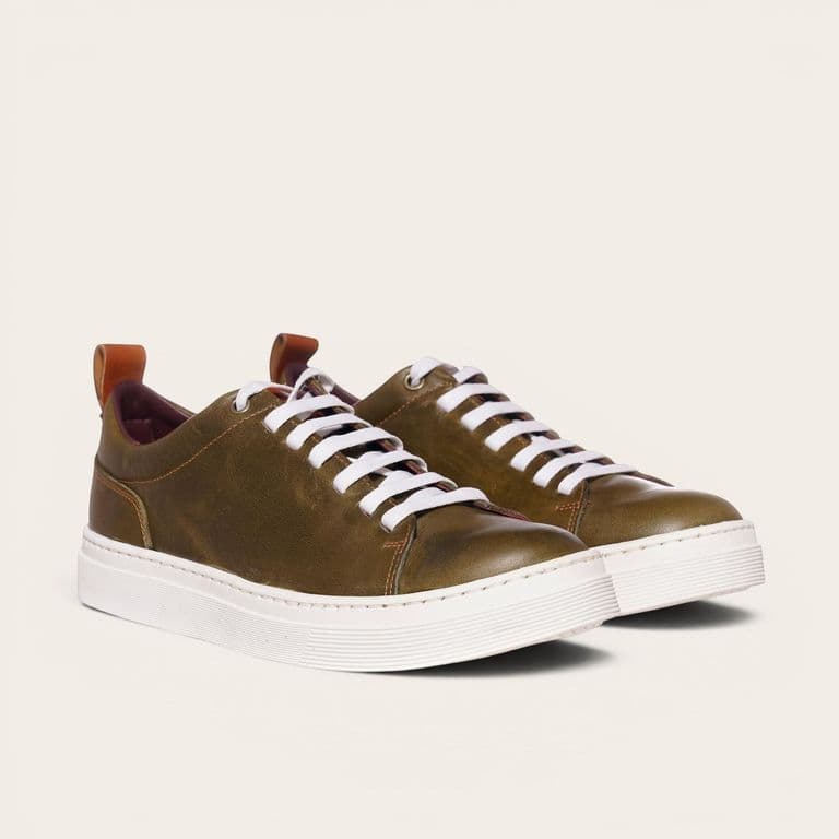 Zapatilla Clasicas de Cuero Calan - Verde/Blanca Negro 40