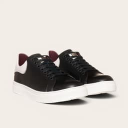 Zapatilla Alexander de Cuero Natural Nevado - Negra/Blanca Negro 40