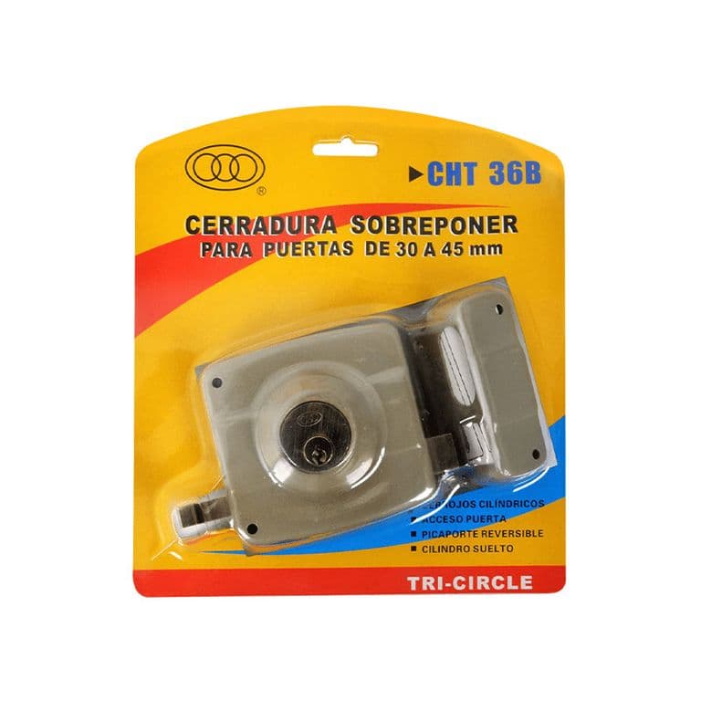 CERRADURA SOBREPONER GRIS TRICIRCLE
