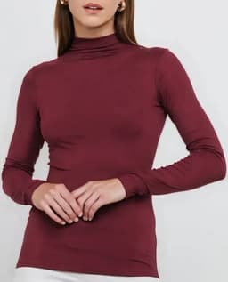 Top Beatle Mujer Liso Manga Larga Guinda L