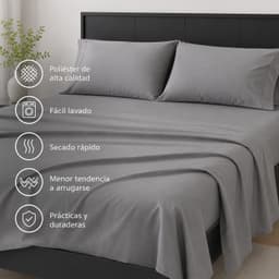 Sabanas 2.5 Plazas Polialgodon Alta Calidad 804 Diseno Moderno Gris KING