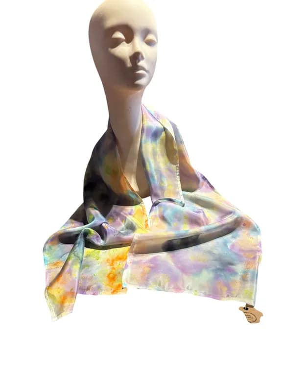PANUELO 100% SEDA NATURAL, PINTADO A MANO DISENO EXCLUSIVO Multicolor TALLA UNICA