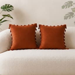Pack 2 Fundas Para Cojin 45x45 Decorativas Con Borla Color Cafe 7EF