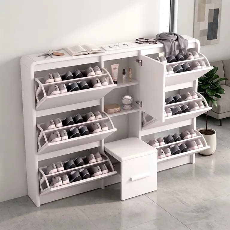 Zapatero Organizador Doble con Banqueta y Enchufe 160cm