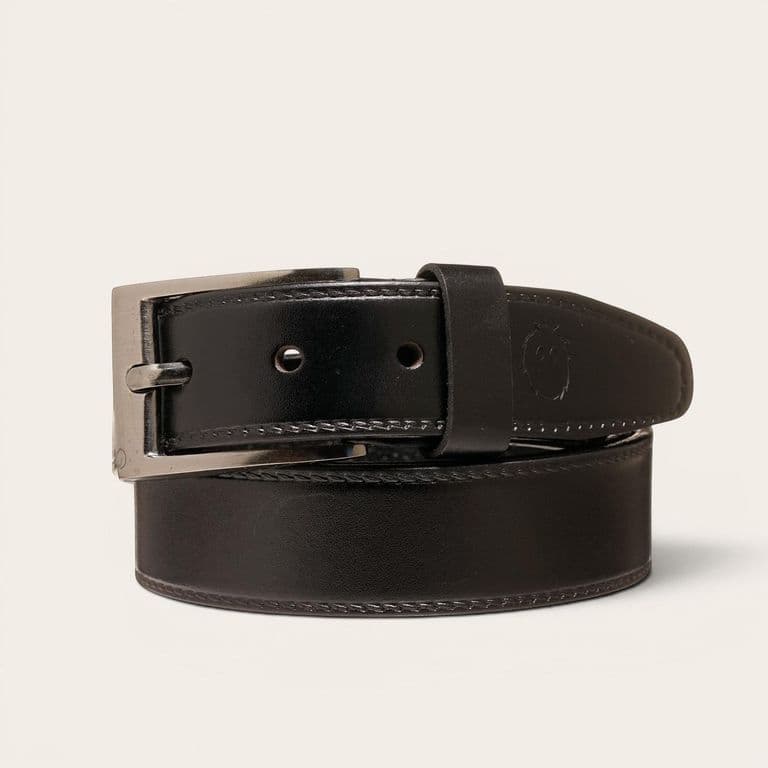 Cinturon Clasico de Cuero con Costura Olmo - Negro Negro 120