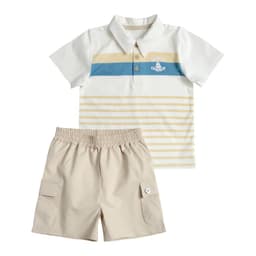 Conjunto Polera y Bermuda Gabardina Bebe Nino Beige 18 MESES