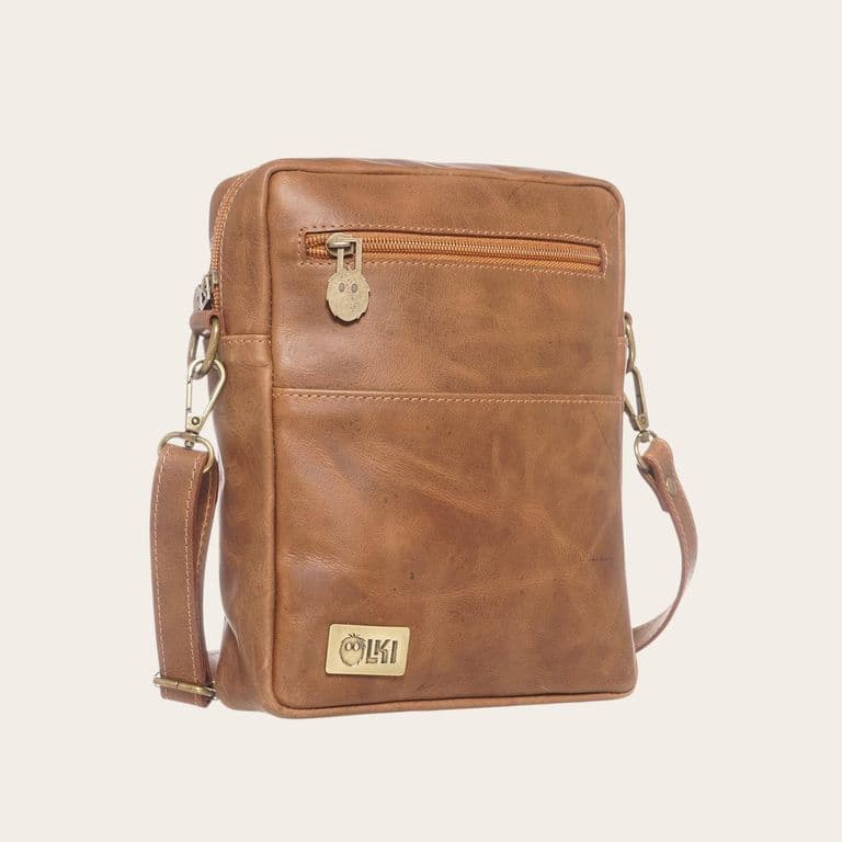 Bandolera de Cuero Natural Cautin - Cafe Cafe TALLA UNICA