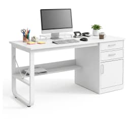 Escritorio 100cm Home Office con Cajones Puerta y Gabinete