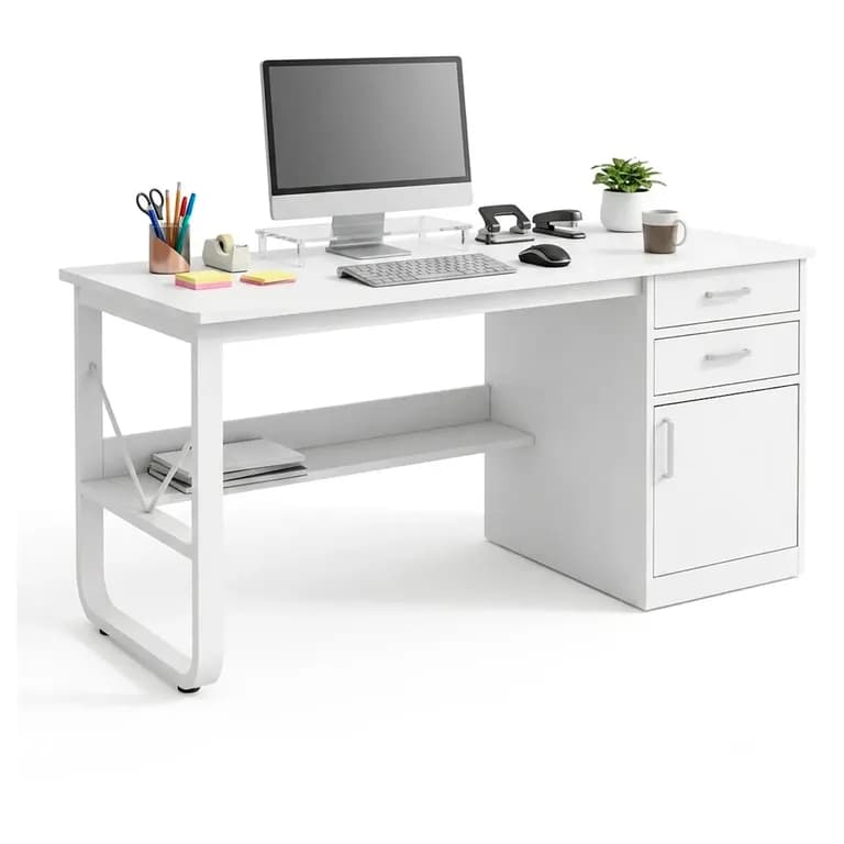 Escritorio 100cm Home Office con Cajones Puerta y Gabinete