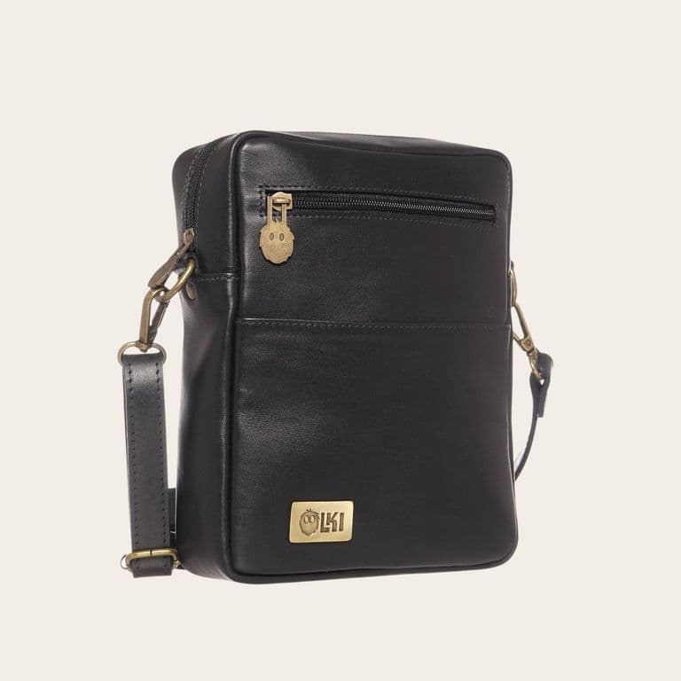 Bandolera de Cuero Natural Cautin - Negro Negro TALLA UNICA