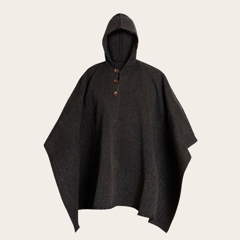 Poncho Clasico de Lana Premium - Gris Gris Oscuro TALLA UNICA
