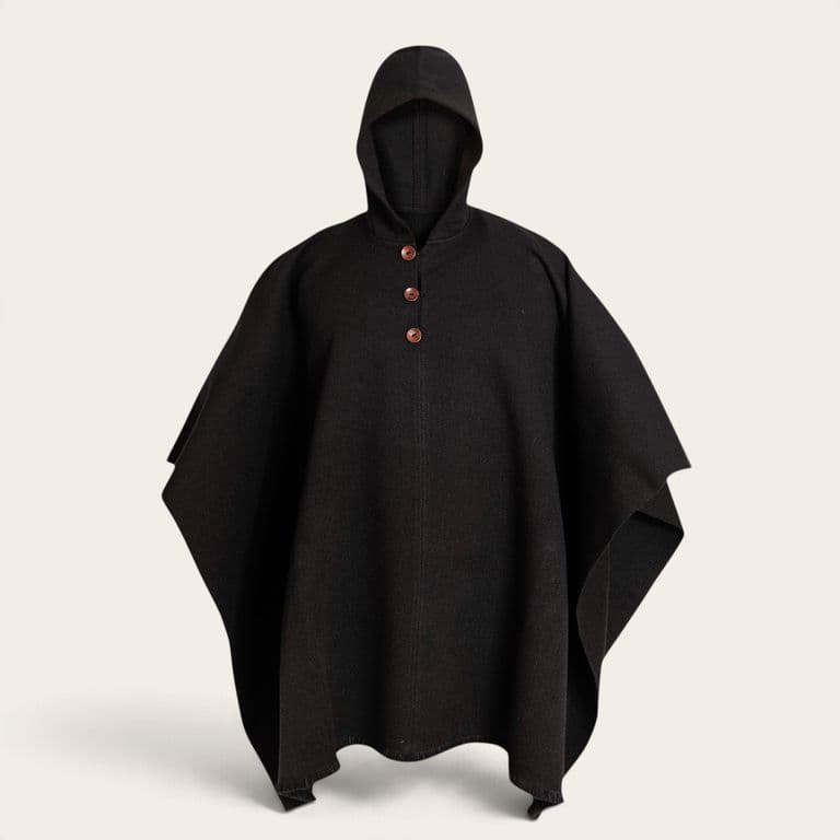 Poncho Clasico de Lana Premium - Negro Negro TALLA UNICA