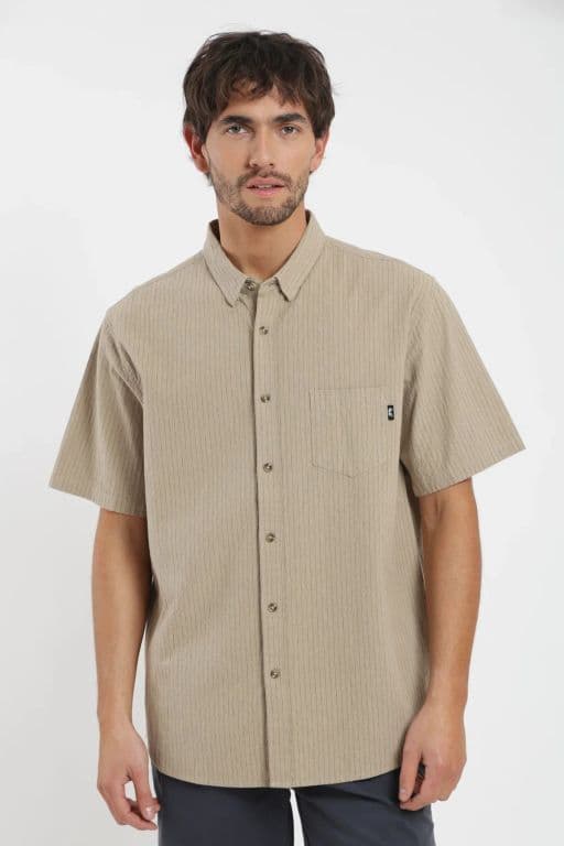 Camisa manga corta Texture Beige XL