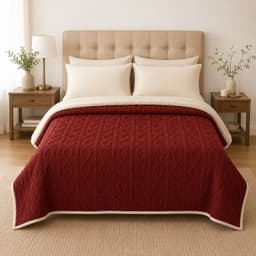 Frazada Sherpa 2 Plazas Diseno Geometrico 200x230 cm Burdeo Burdeo