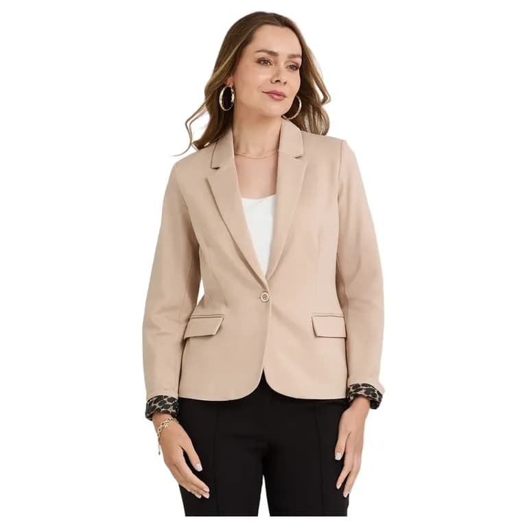 Blazer Un Boton Mujer Beige Beige 2XL