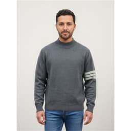 Sweater Hombre Cuello Alto Tejido Manga Larga Liso 1375 Gris Oscuro L/XL