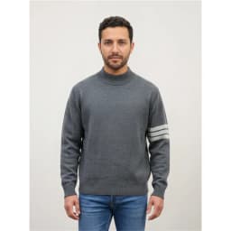 Sweater Hombre Cuello Alto Tejido Manga Larga Liso 1375 Gris Oscuro S/M