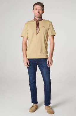 Polera Hombre Cuello Redondo Manga Corta Regular Fit 100% Cotton Crudo S