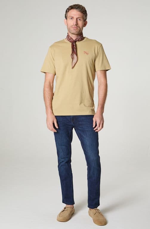 Polera Hombre Cuello Redondo Manga Corta Regular Fit 100% Cotton Crudo S
