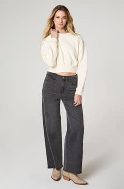 Poleron Mujer Cuello Redondo Relaxed Fit Blanco M