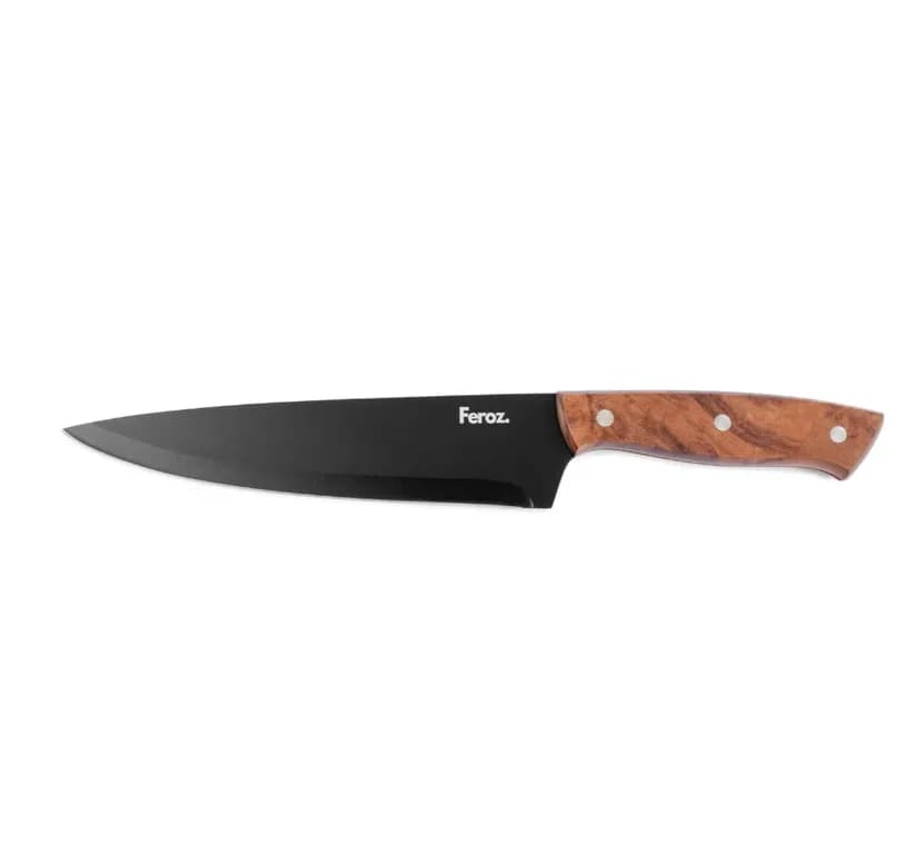 Cuchillo Parrillero Black 8" Acero Inoxidable Mango Acacia