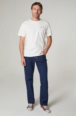 Polera Hombre Cuello Redondo Con Estampado En Espalda Regular Fit 100% Cotton Blanco S