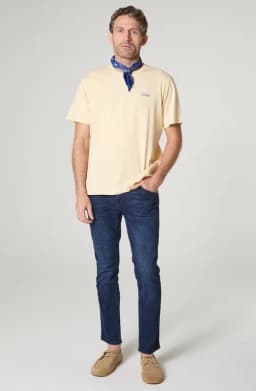 Polera Hombre Cuello Redondo Manga Corta Regular Fit 100% Cotton Amarillo M