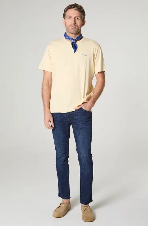 Polera Hombre Cuello Redondo Manga Corta Regular Fit 100% Cotton Amarillo M