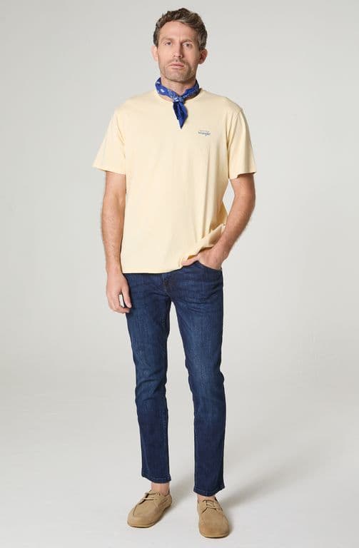 Polera Hombre Cuello Redondo Manga Corta Regular Fit 100% Cotton Amarillo S