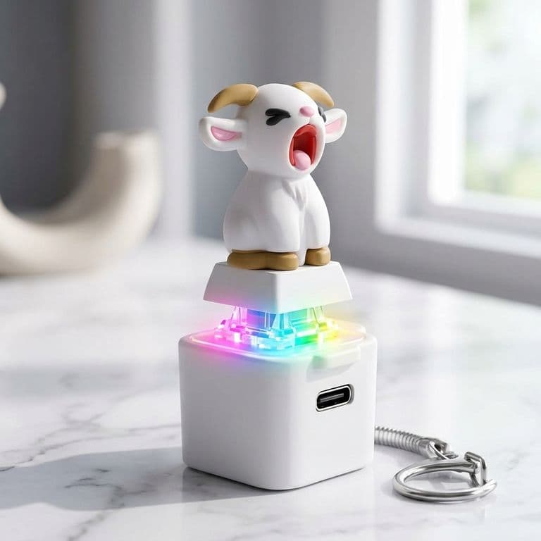 Llavero Antiestres Sonido Led Cabra gritona screaming goat Blanco TALLA UNICA