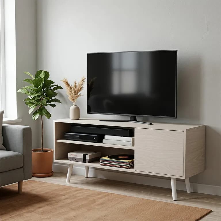 Rack de TV 50 Moderno con Almacenamiento, Estilo Nordico, 120x30x45 cm